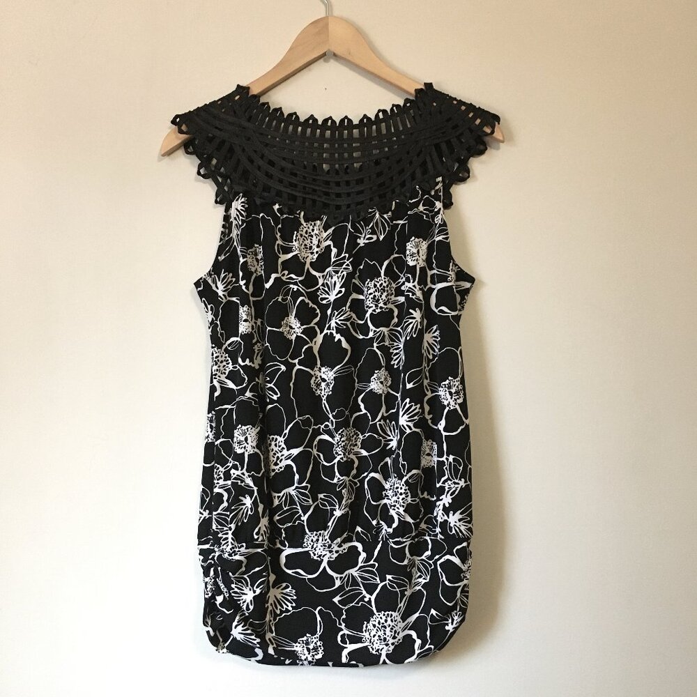 Perona Whimsigoth Floral Bubble Tank Top Celtic Weave Collar S